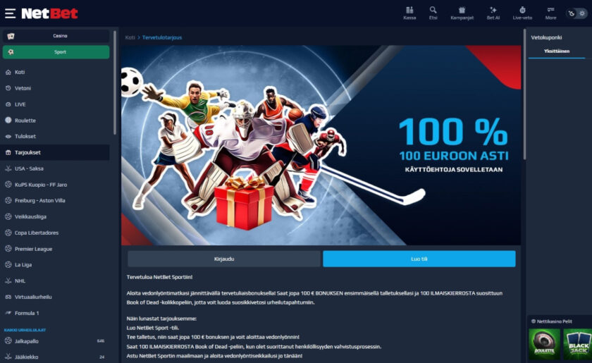 netbet vedonlyönti bonus