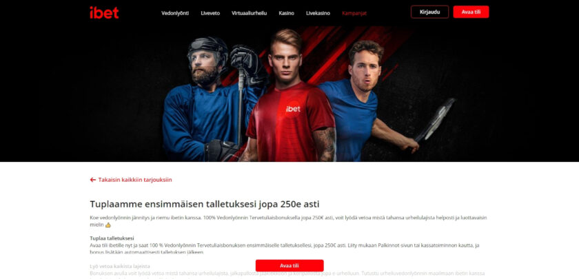 ibet vedonlyönti talletusbonus