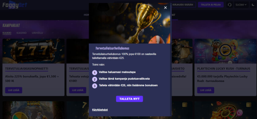 foggybet vedonlyönti bonus