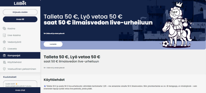 lilibet vedonlyönti bonus
