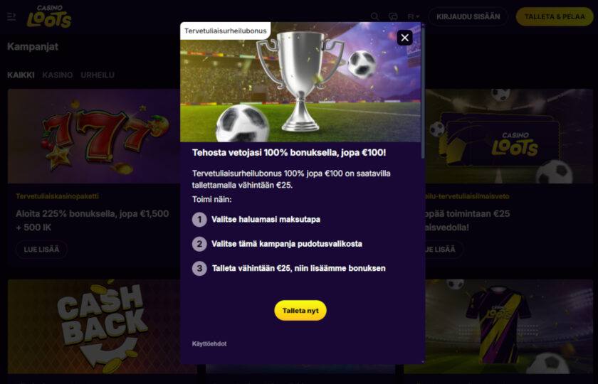 casinoloots vedonlyöntibonus